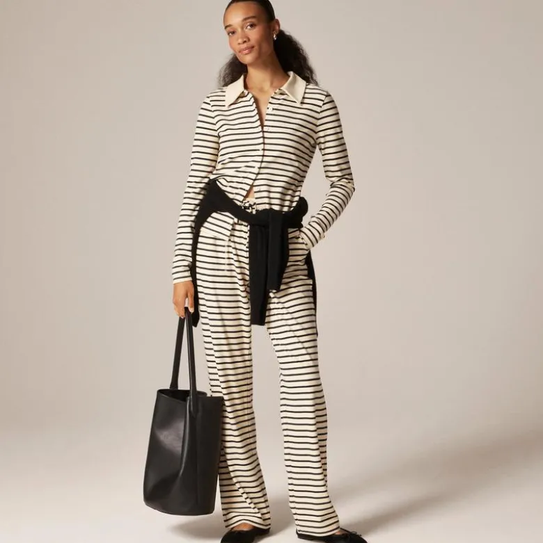 Soft rib cardigan top in stripe