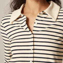Soft rib cardigan top in stripe