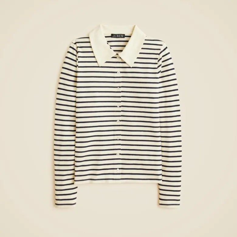 Soft rib cardigan top in stripe