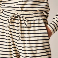 Soft rib wide-leg pant in stripe