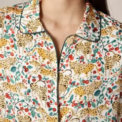 Soft-shine pajama pant set in holiday jungle print