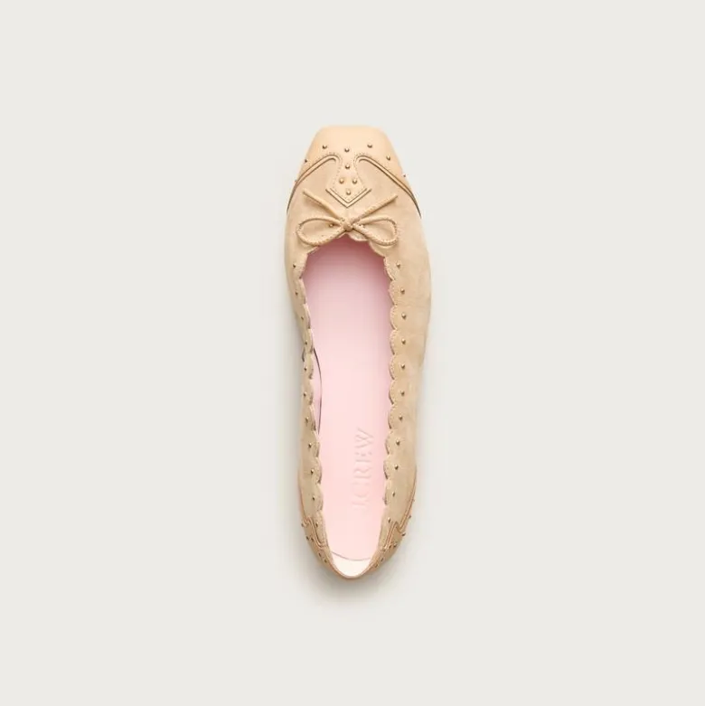 Sophie ballet flats in studded suede and Italian leather