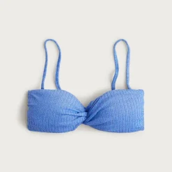 Sparkle rib twist bandeau bikini top