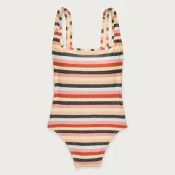 Sparkle squareneck one-piece swimsuit in stripe