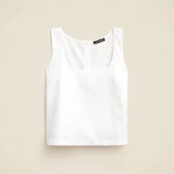 Squareneck button-back top in linen
