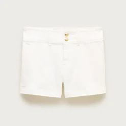 Stacked-button denim short in white