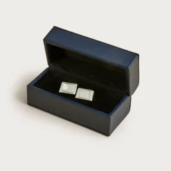 Sterling silver rectangle cuff links