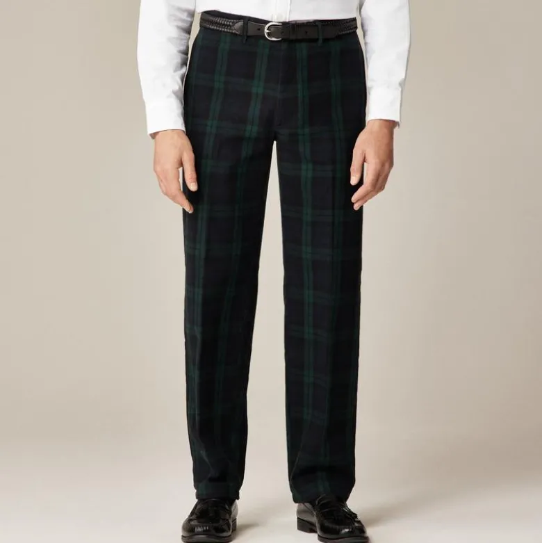 Straight-fit brushed twill trouser in Black Watch tartan