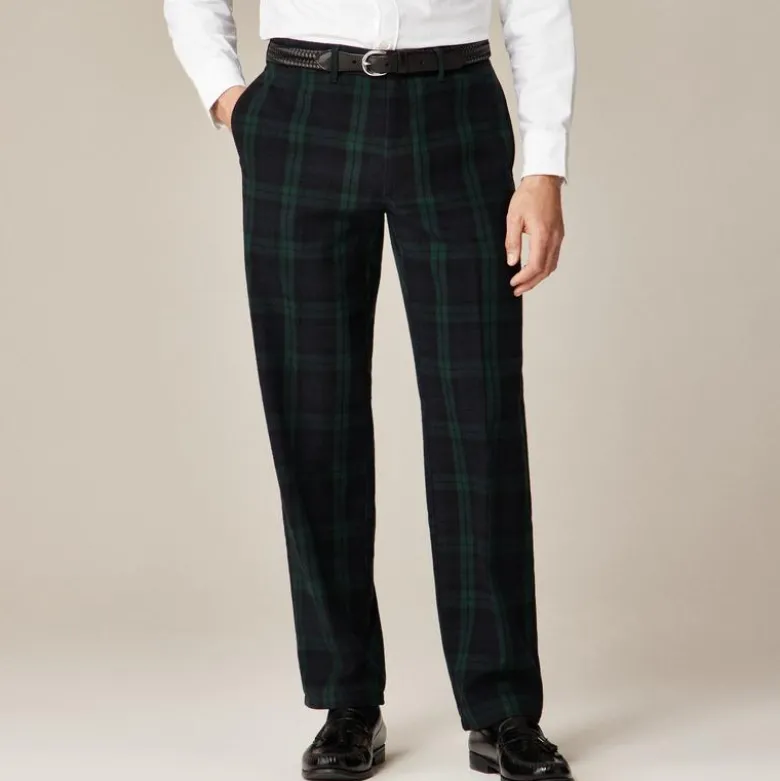 Straight-fit brushed twill trouser in Black Watch tartan