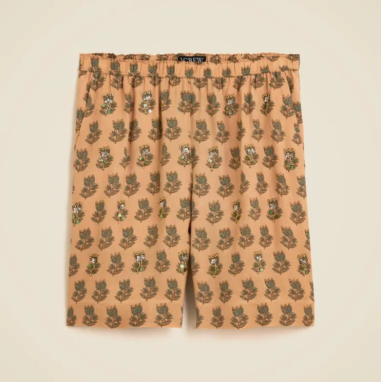 Stratus embellished short in tonal tulip block print