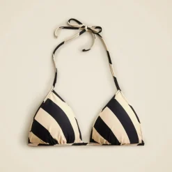 String bikini top in reversible dot-stripe print