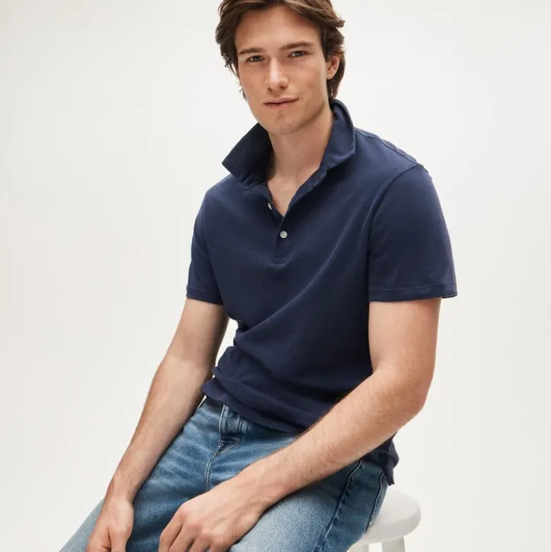 Sueded cotton polo shirt