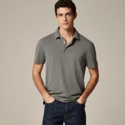 Sueded cotton polo shirt