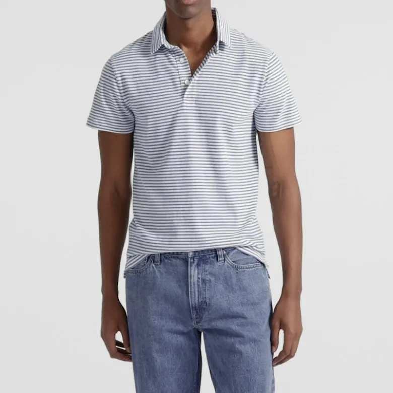 Sueded cotton polo shirt in stripe