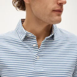 Sueded cotton polo shirt in stripe