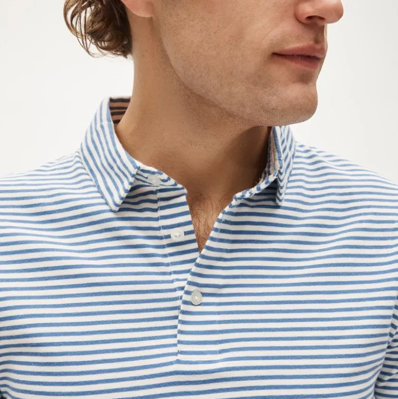 Sueded cotton polo shirt in stripe