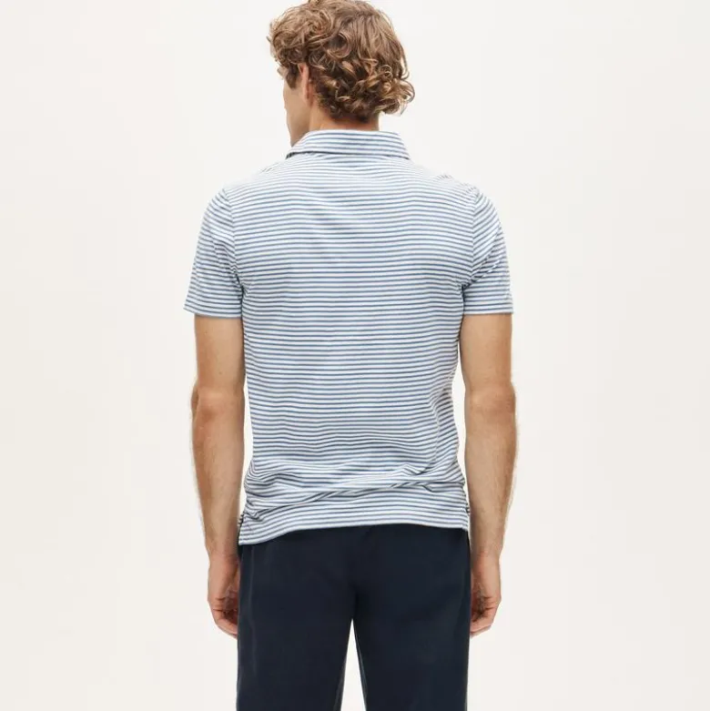 Sueded cotton polo shirt in stripe