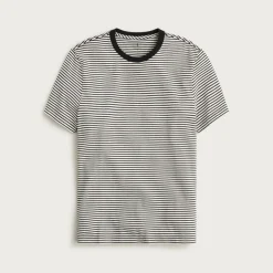 Sueded cotton T-shirt in stripe