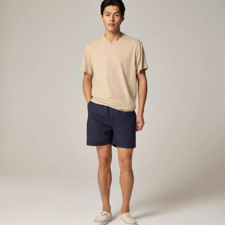 Sueded cotton V-neck T-shirt