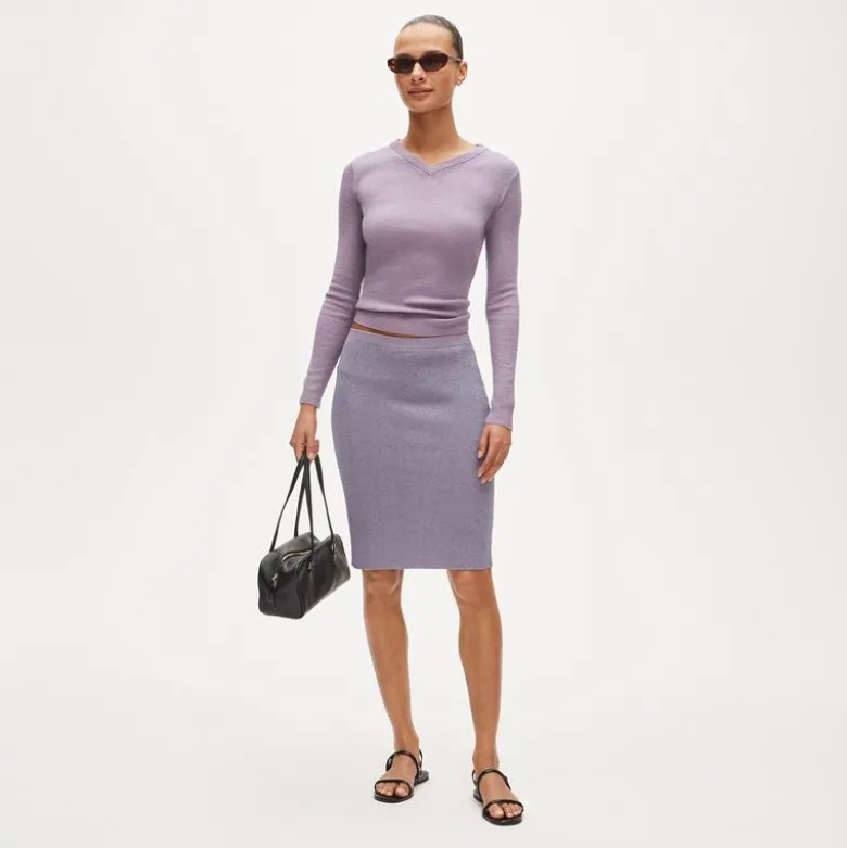 Sweater-skirt with Lurex® metallic threads
