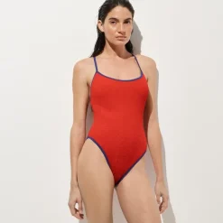 Sydney contrast-trim scrunchie one-piece swimsuit