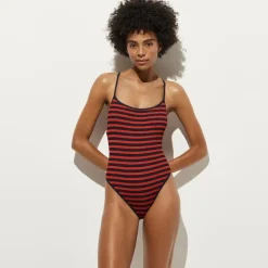 Sydney scrunchie one-piece swimsuit in stripe print