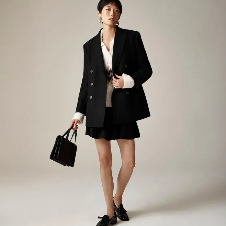 Tailored peacoat in Italian wool-blend melton