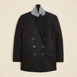 Tailored peacoat in Italian wool-blend melton