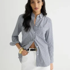 Tall classic-fit washed cotton poplin shirt in stripe