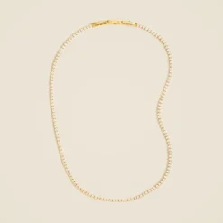Teardrop cubic zirconia bezel-set tennis necklace