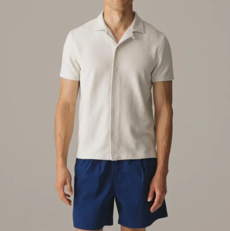 Textured camp-collar knit shirt