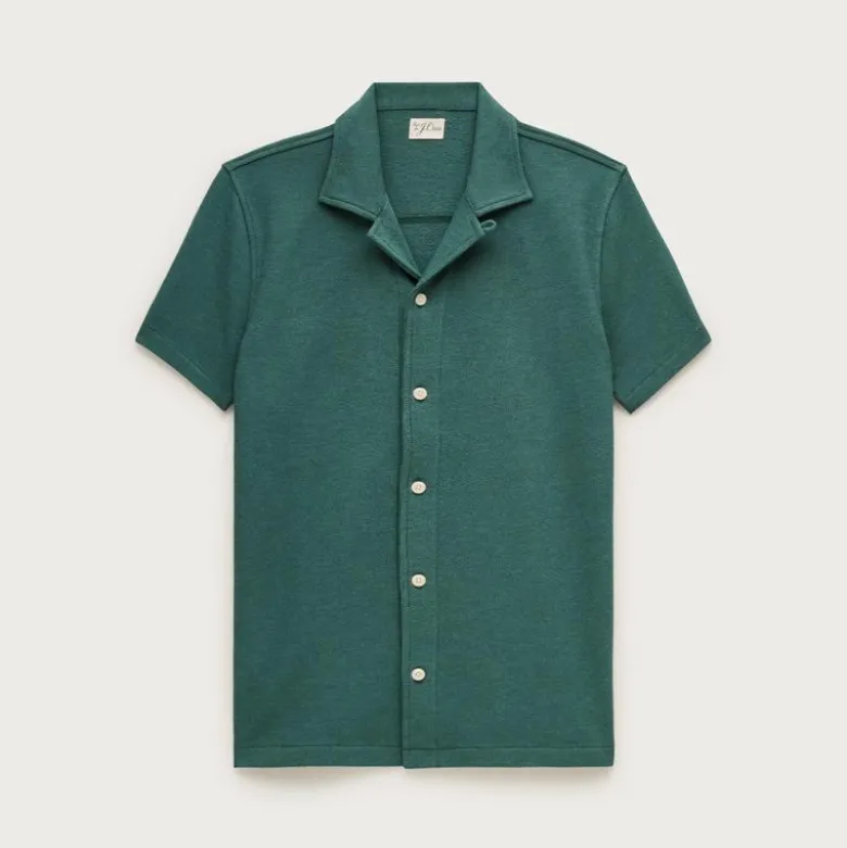 Textured camp-collar knit shirt