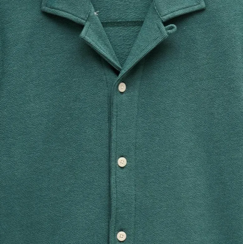 Textured camp-collar knit shirt