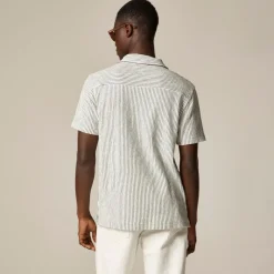 Textured camp-collar knit shirt in stripe