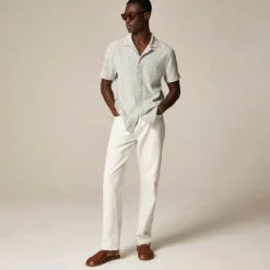 Textured camp-collar knit shirt in stripe