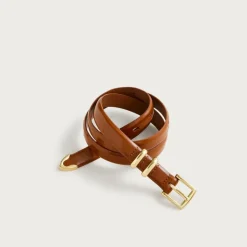 Thin spazzolato Italian leather belt