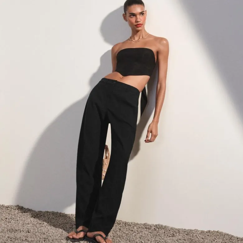Tie-back tube top in textured satin