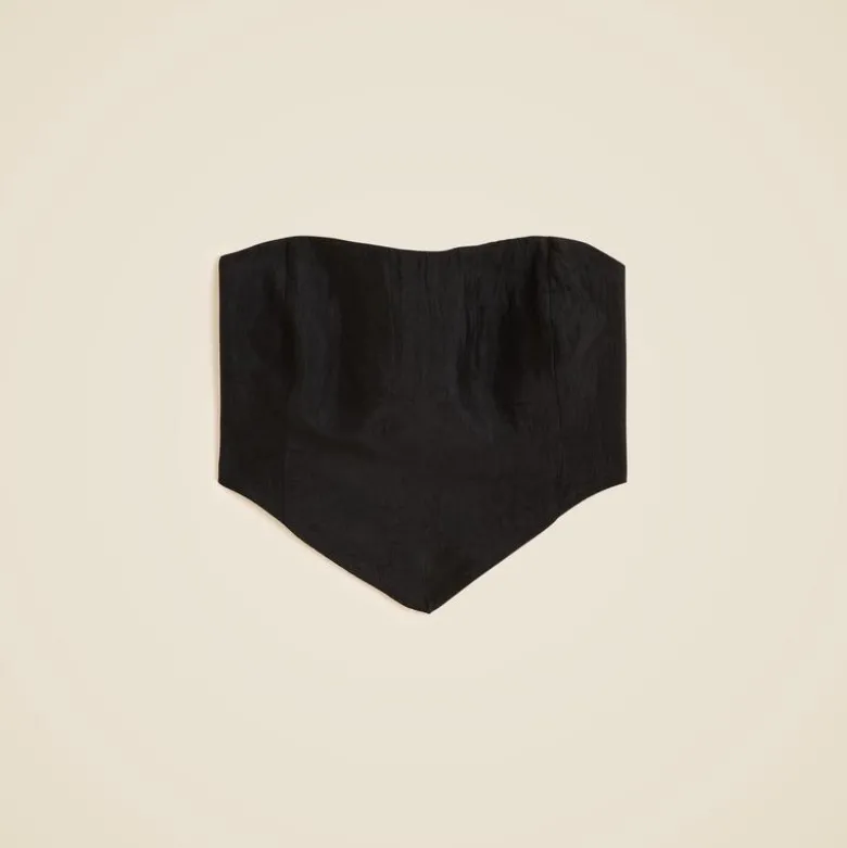 Tie-back tube top in textured satin