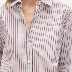 Étienne cropped button-up shirt in striped cotton poplin