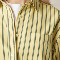 Étienne cropped button-up shirt in striped cotton poplin