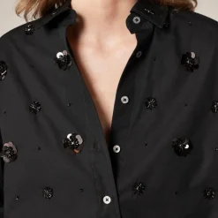 Étienne cropped button-up shirt in embellished cotton poplin