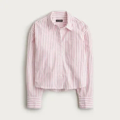 Étienne cropped button-up shirt in striped cotton poplin