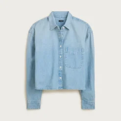 Étienne cropped button-up shirt in chambray