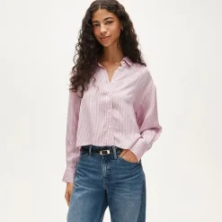 Étienne cropped button-up shirt in viscose twill