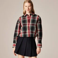 Étienne cropped shirt in Stewart tartan cotton poplin