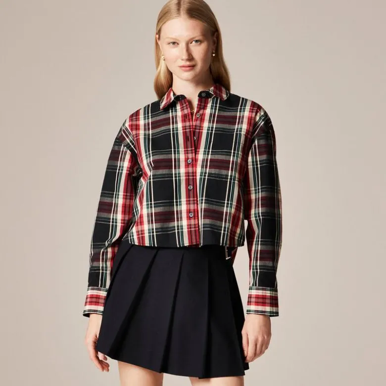 Étienne cropped shirt in Stewart tartan cotton poplin