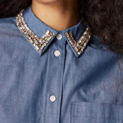 Étienne oversized shirt in embellished lightweight oxford