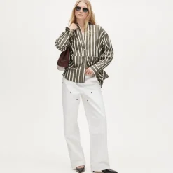 Étienne oversized shirt in offset-stripe cotton poplin