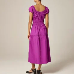 Tiered midi dress in cotton poplin