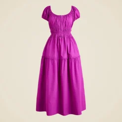 Tiered midi dress in cotton poplin